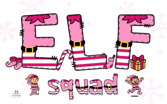 Elf Squad Pink Edition: Festive Design with Playful Character
